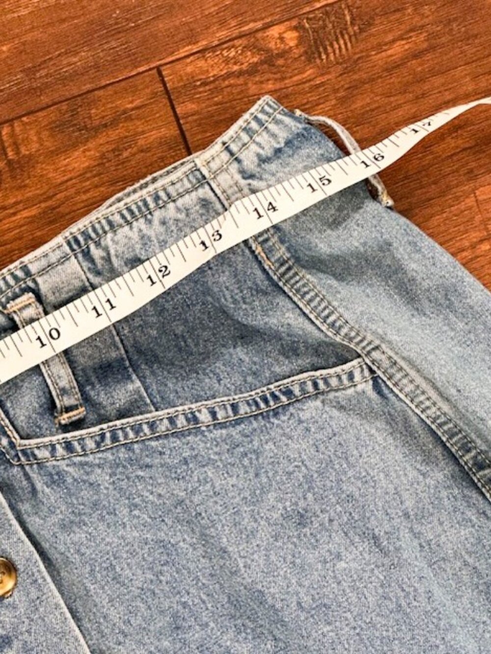 Vintage Gloria Vanderbilt Denim Midi Skirt Button Front Size 16 90s - Picture 10 of 12